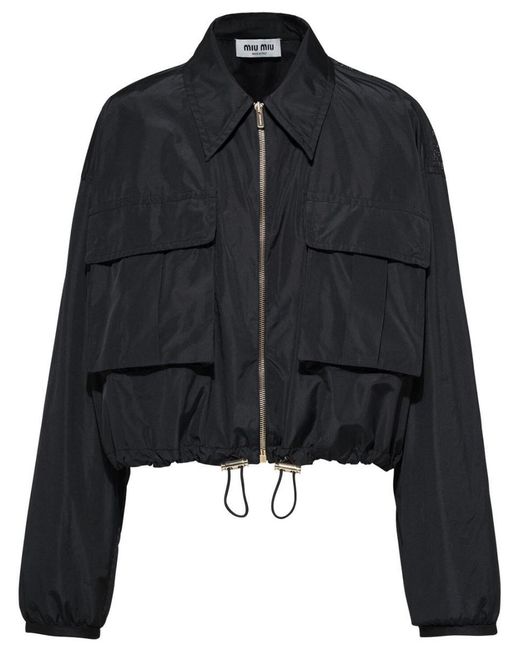 Miu Miu Black Technical-Silk Blouson Jacket