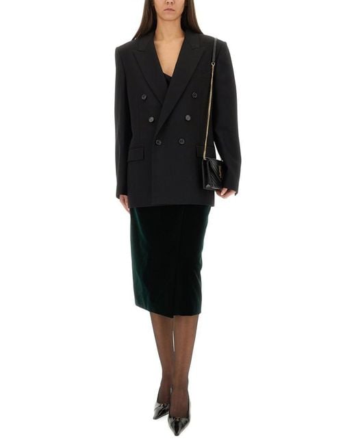 Saint Laurent Black Cassandre Double-Breasted Jacket