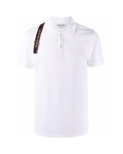 Alexander McQueen White Short Sleeve Cotton Polo Shirt for men