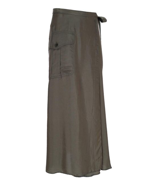 Aspesi Gray Sarong Midi Skirt