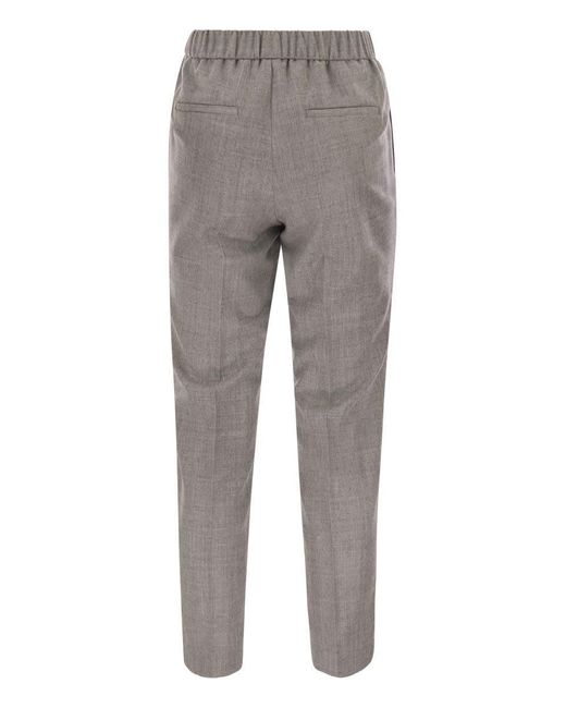 Peserico Gray Virgin Wool Trousers With Lurex