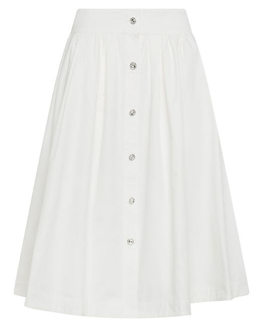 Moschino White Cotton Poplin Midi Circle Skirt With Buttons