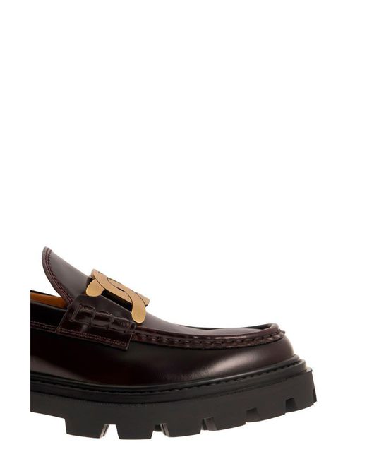 Tod's Black Moccasin With Chain