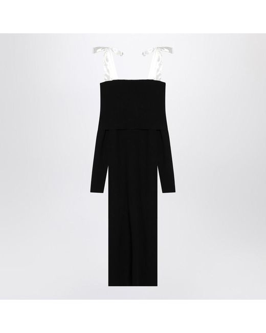 ROTATE BIRGER CHRISTENSEN Black Midi Dress With Bows