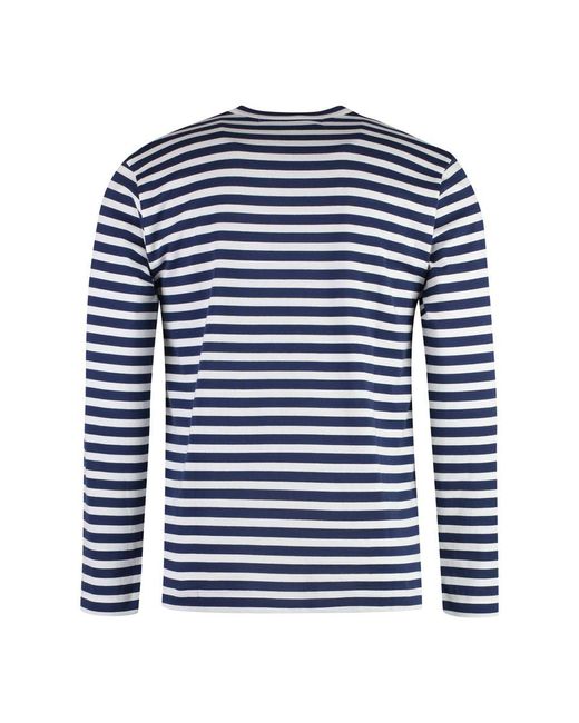 COMME DES GARÇONS PLAY Blue Striped Cotton T-Shirt for men