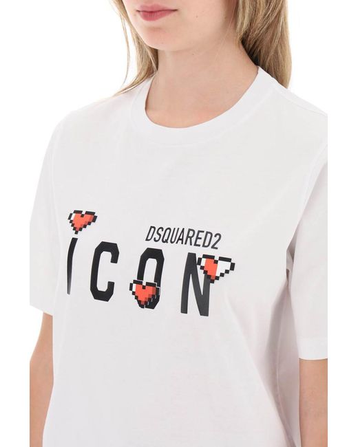 DSquared² White 'icon Game Lover' T Shirt