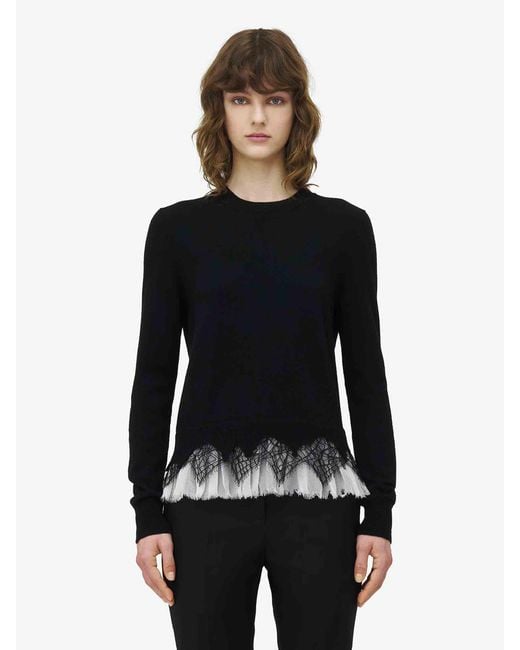 Alexander McQueen Blue Cashmere Lace Sweater