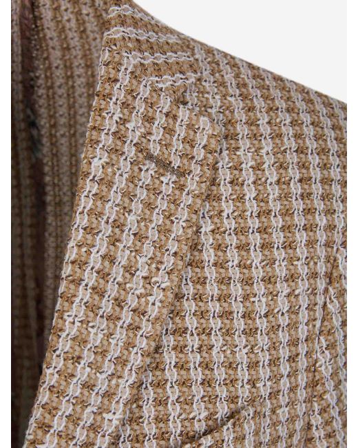 Etro Brown Cotton Knit Blazer for men