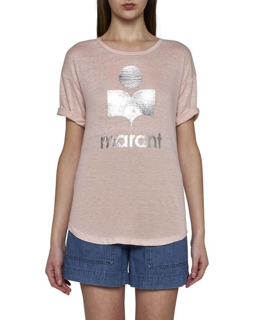 Isabel Marant Pink Koldi Linen T-shirt