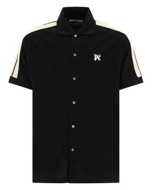 Palm Angels Black "Monogram Track" Polo Shirt for men