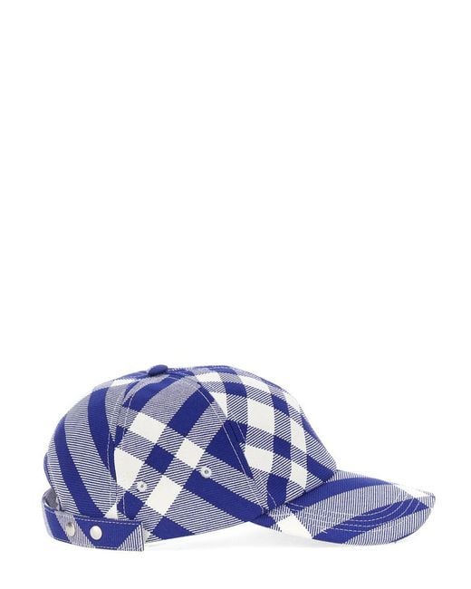 Burberry Purple Baseball Cap With Tartan Pattern