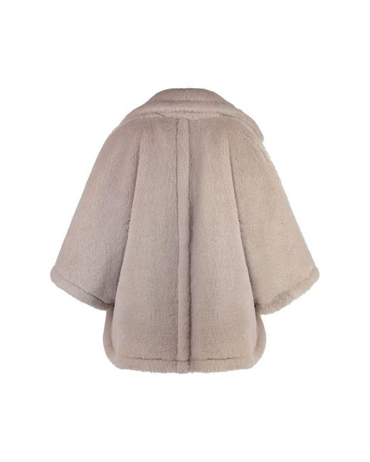 Max Mara Natural Chic Faux Fur Jacket With Toggle Buttons For