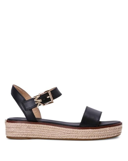 Michael Kors Black Richie Leather Sandals With Side Logo Buckle