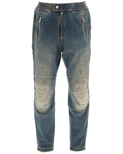 Balmain Blue Sand Wash Jeans With Padded Knees for men