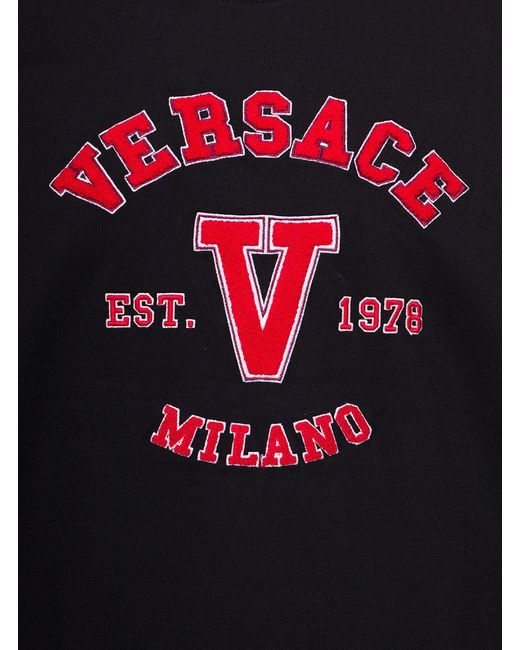 Versace Black Varsity Logo T-shirt for men