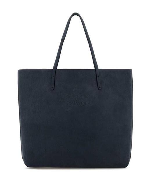 Vivienne Westwood Blue Denim Suede Studio Shopping Bag