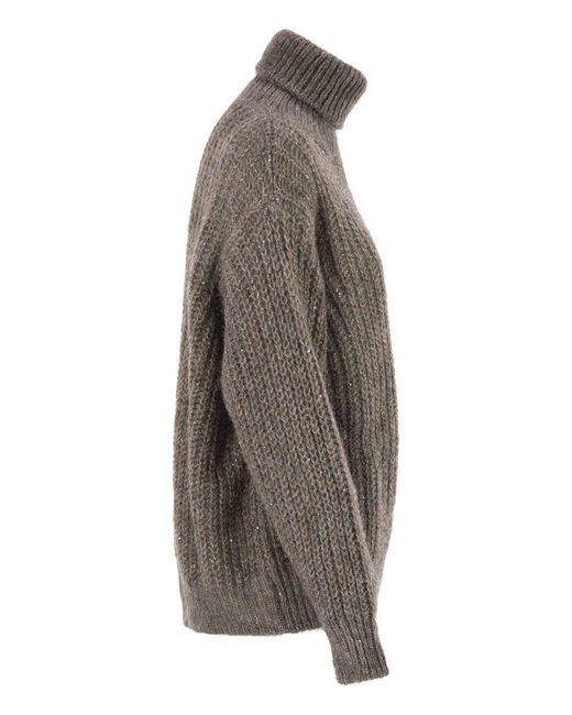 Herno Gray Wool And Alpaca Turtleneck Jumper