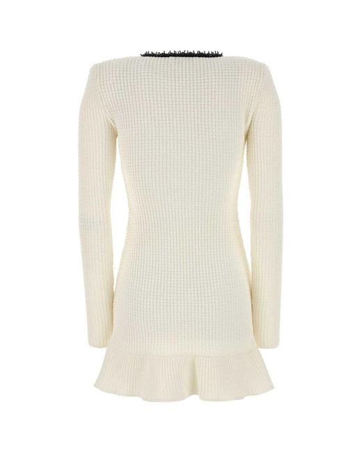Self-Portrait Natural Self Portrait Stretch Polyester Blend Mini Dress