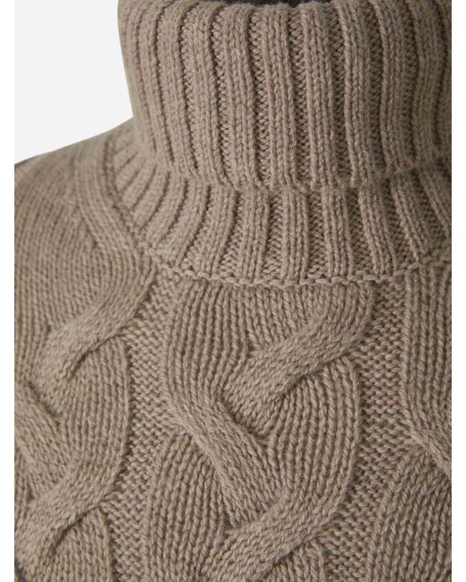 Gran Sasso Brown Wool Braided Sweater for men