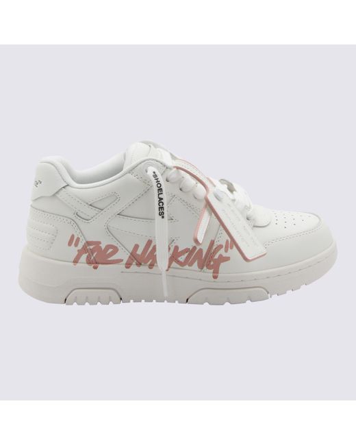 Off-White c/o Virgil Abloh Gray White And Pink Leather Out Of Office Sneakers