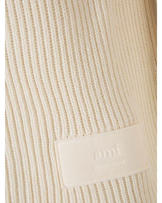 AMI White Ami Paris Cable Knit Sweater for men