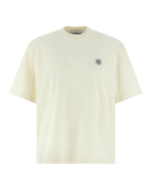 Stone Island White Logo Patch T-Shirt for men