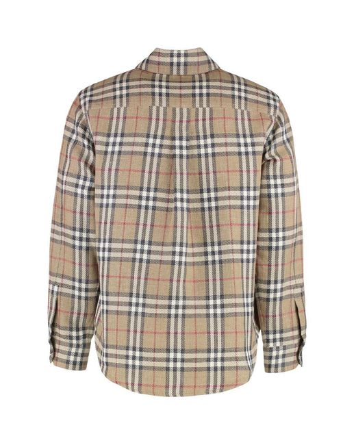 Burberry Natural Checked Cotton Shirt for men