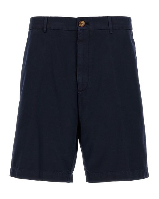 Brunello Cucinelli Blue Cotton Bermuda Shorts for men
