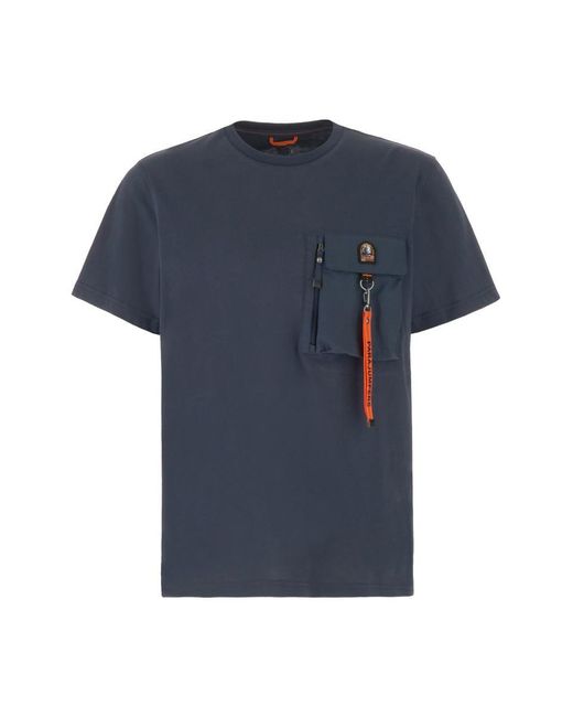 Parajumpers Blue Pocket Detail Cotton T-shirt for men