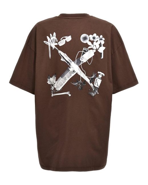 Off-White c/o Virgil Abloh Brown Scan Arrow T-shirt for men