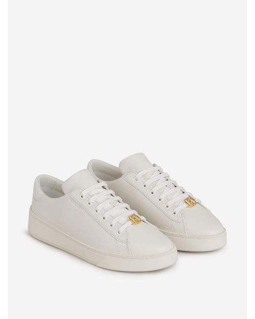 Bally White Logo Leather Sneakers for men