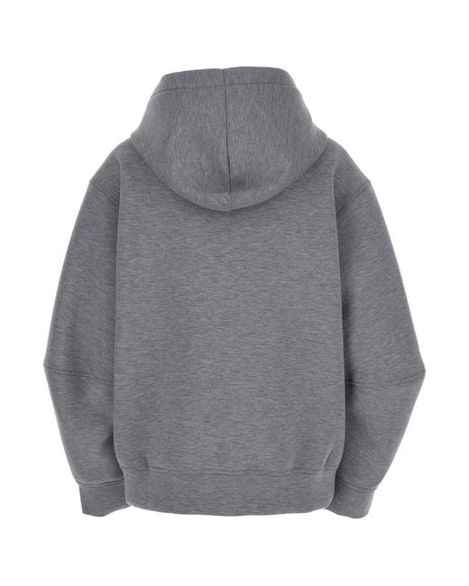 Tela Gray Hoodie With Dropped Shoulder