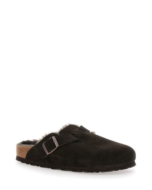 Birkenstock Black 'Boston' Slip-On Mules With Buckle