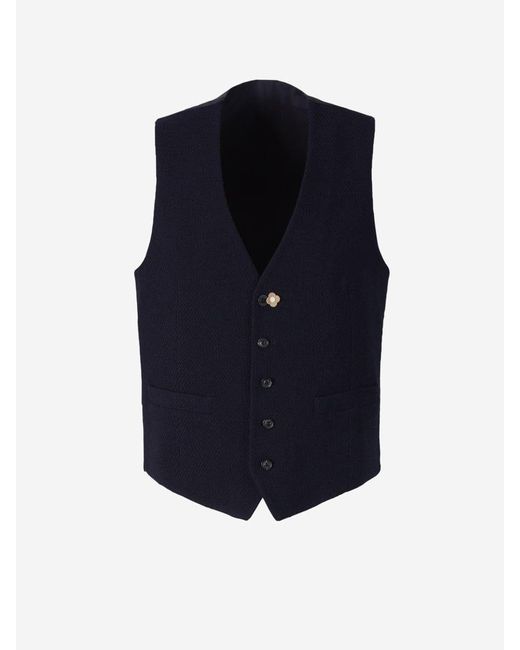 Lardini Textured Wool Vest in Blue for Men Lyst