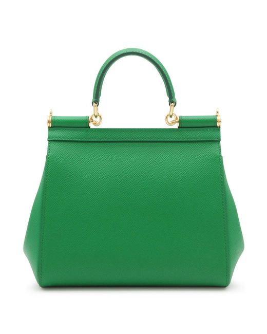 Dolce & Gabbana Green Leather Medium Sicily Handle Bag