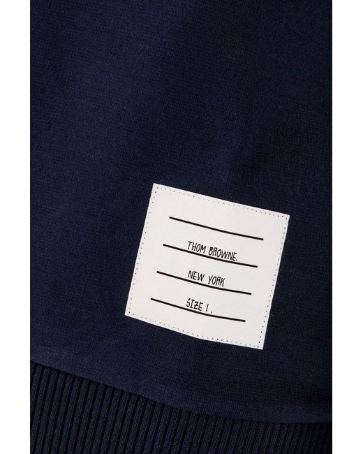 Thom Browne Blue Cotton Crew-Neck Sweatshirt for men