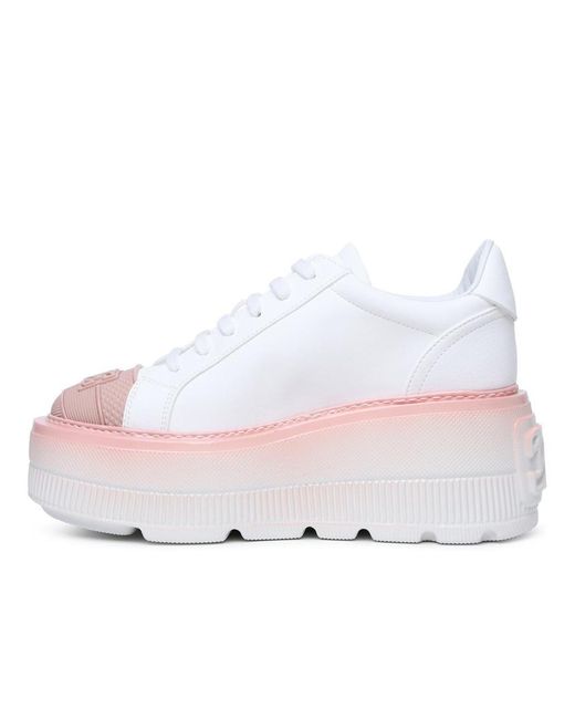 Casadei Pink 'nexus' Sneakers In White Recycled Fabric