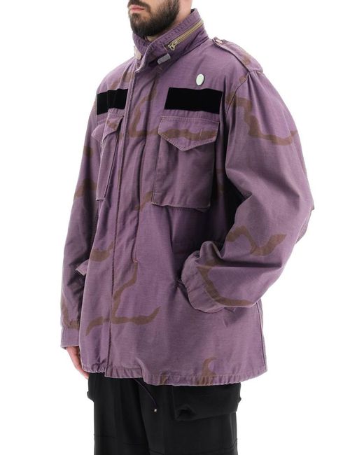 OAMC Purple Field Jacket In Cotton With Camouflage Pattern for men