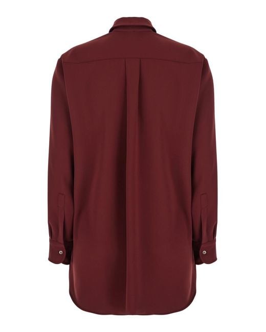 Plain Red Bordeaux Shirt With Classic Collar