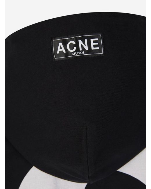 Acne Black Printed Hood Sweatshirt for men