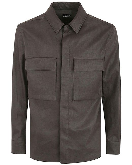 Zegna Gray Oasis Linen Overshirt Clothing for men