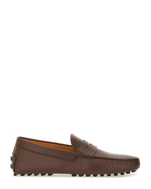 Tod's Men's Brown Moccasin Gommino Bubble