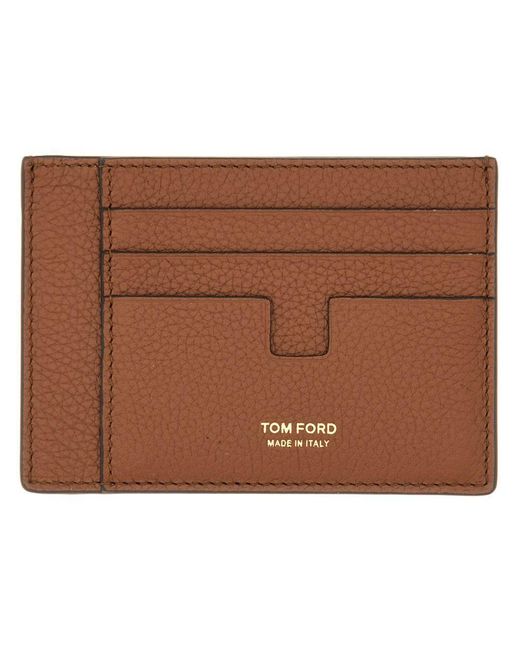 Tom Ford Brown Leather Card Holder for men
