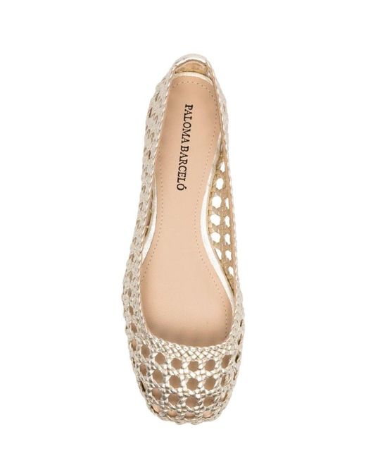 Paloma Barceló Natural Shell Leather Ballerina Shoes