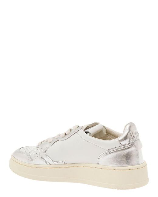 Autry White 'Medalist' And Low Top Sneakers With Logo Patch In