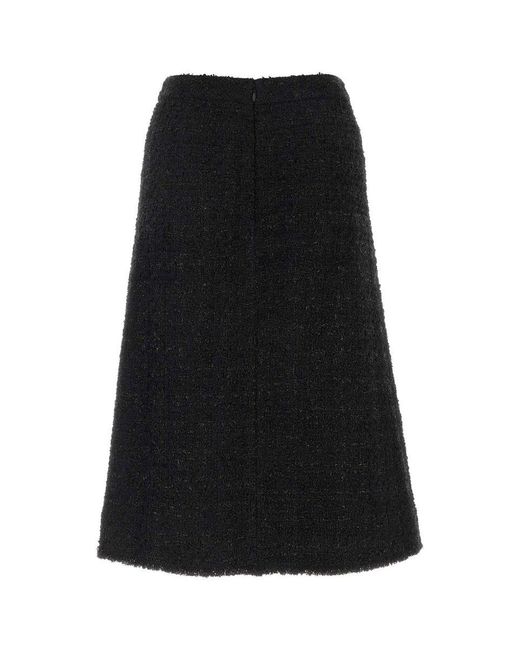 Balenciaga Black Tweed Midi Skirt