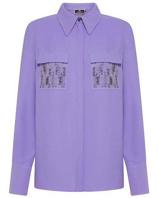 Elisabetta Franchi Purple Viscose Shirt With Rhinestones