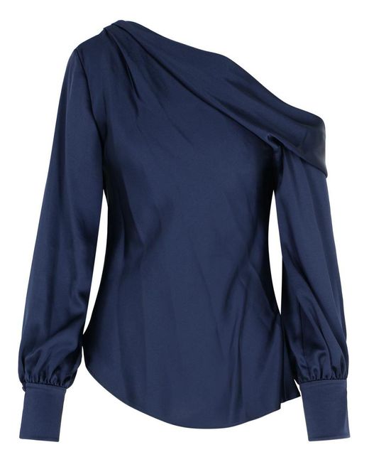 Jonathan Simkhai Blue 'Alice' Acetate Blend Blouse