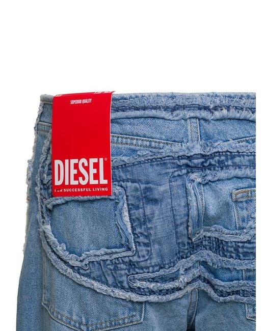 DIESEL 'd-ark-s1 5' Light E Low Waisted Straight Jeans With Maxi Oval D Logo  Patch In Cotton Denim Woman in Blue | Lyst