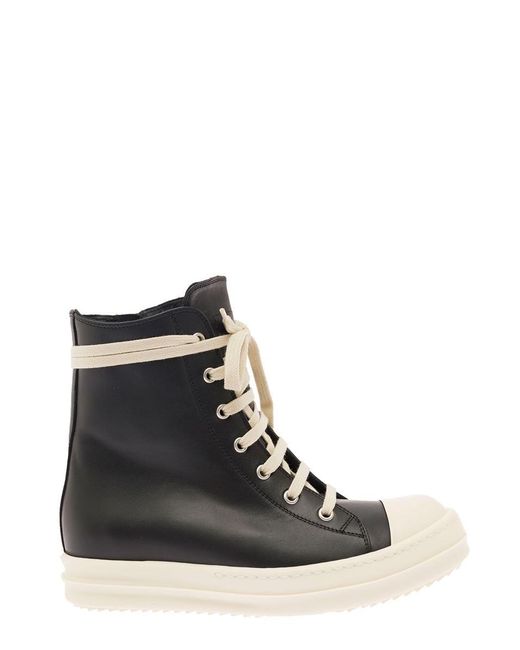 Rick Owens Black High-Top Sneakers With Squared Toe